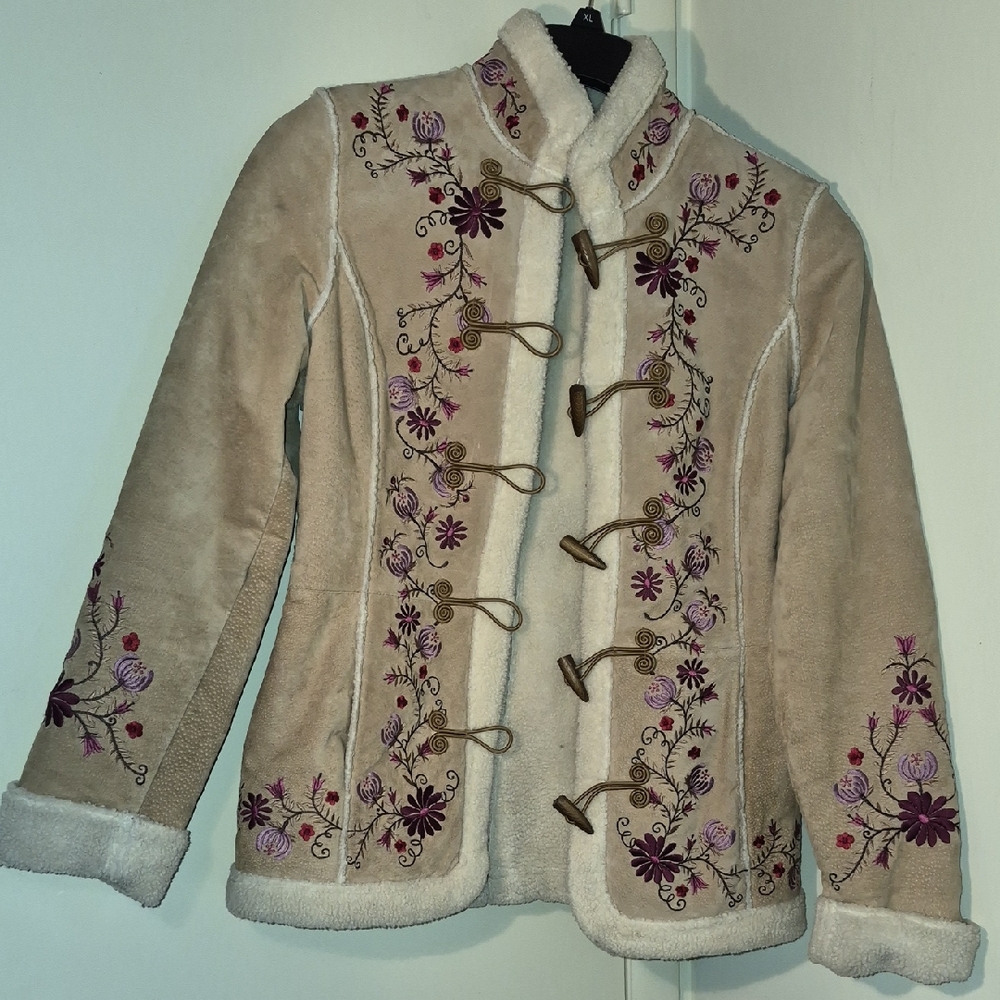 St. John's Bay Beige Floral Embroidered Jacket